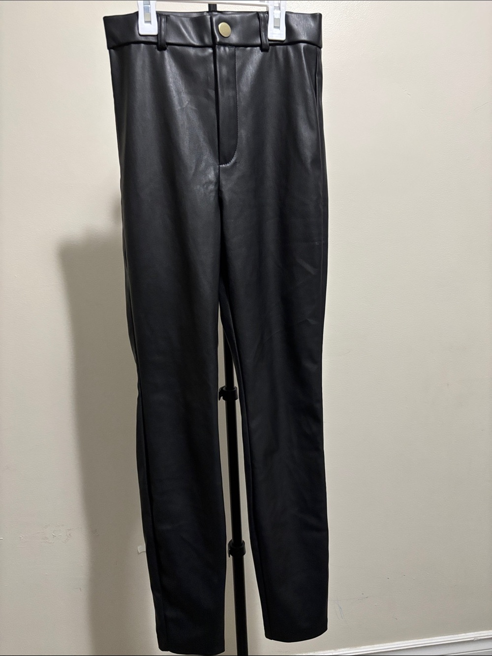 Zara Black Faux Leather Slim Trousers